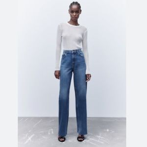 Zara The Wide Leg Full Length Jeans - US size 4 - Blue 0/7223/042/400, NWT